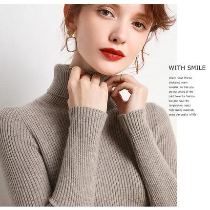 Heliar Women Fall Turtleneck Sweater Knitted Soft Pullovers Cashmere Jumpers Basic Soft Sweaters For Women 2024 Autumn Winter