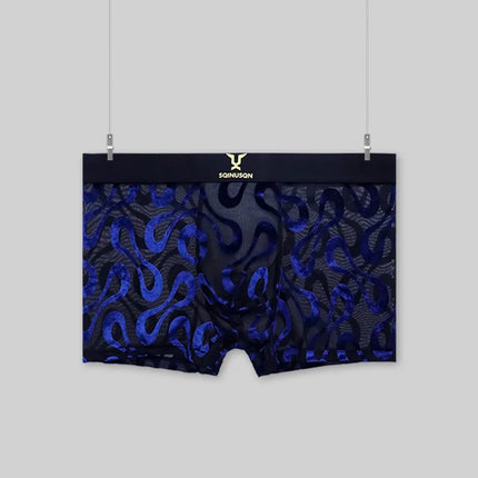 Premium Satin Mesh Men's Boxer Briefs Wild Leopard Print Cooling Ice Silk Breathable Comfortable Daily Sports Underwear