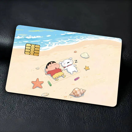 C-Crayon S-Shin-chan Cartoon Credit Card Stickers Skin For Bank Debit Decorative Protection Scratch-resistant Gift 4PCS