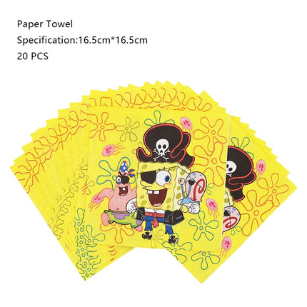 SpongeBob Birthday Party Decoration Aluminum Foil Balloon For Kid Event Supplies Disposable Tableware Banner Backdrop Gift