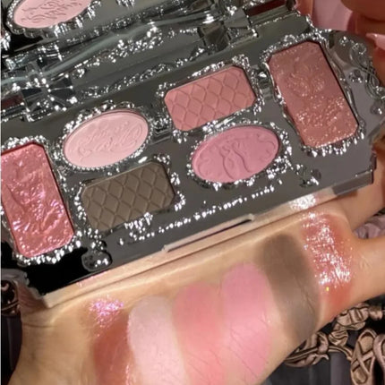 Flower Knows black Swan Ballet Eyeshadow Palette Matte Fine Shimmer Pearl Face Palette 6 Colour Glitter Eye Shadow