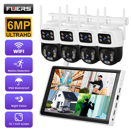 Fuers H.265 10.1 inch LCD Screen 8CH Wireless NVR Security Kit Outdoor Camera WIFI System Surveillance CCTV Audio Video Recorder