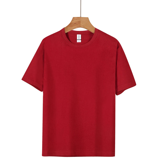 Unisex 100% Pure Cotton Solid Color Men's Summer round Neck Short Sleeve Shirt 180g Cotton T-Shirt in 16 Colors