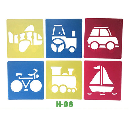 6PCS/Set Drawing Stencils for Kids Washable Reusable  Learning Themed Primary Shape Template for Kid Toddlers Preschool TMZ