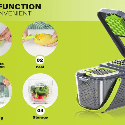 22 In 1 Multifunction Vegetable Chopper Mandoline Slicer Onion Dicer Food Grater With Drain Basket Container Kitchen Accessories
