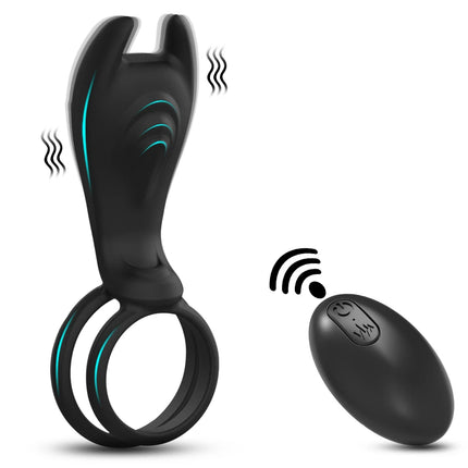 Remote Control Vibrating Cock Ring Ejaculation Delay Penis Ring with Tongue Licking Clit Stimulator Adult Sex Toy for Couples