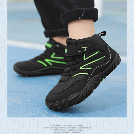 Wide-toe Kid Barefoot Boots Autumn Winter Waterproof Children Hiking Shoes Girls Boys Non-Slip Athletic Walk Trekking Sneakers