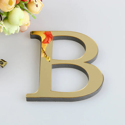 Gold 3D Mirror Letter Stickers For Wall Home Decor 10/15/20/25/30cm Acrylic Alphabet DIY English Letter Party Decoration Sticker