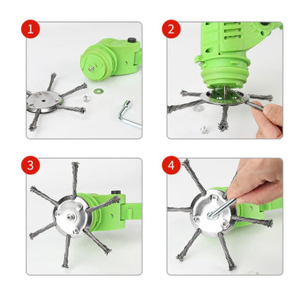 1Pcs 6 inch Universal Weed Brush Head Steel Wire Wheel Grass Trimmer Head Removal Moss Rust Lawn Mower Grass Brush Disc Weed