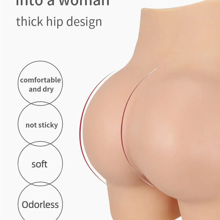 YUERUGOU K-P Men Silicone Fake Vagina Pants Sexy Butt Shemale Cosplay Crossdresser Drag Queen Hip Enhancer Pants 6 Colors