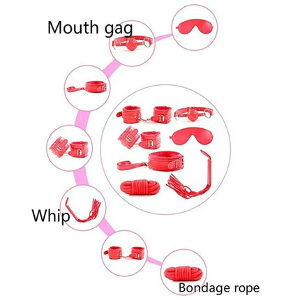 7 Pcs Sexy Bondage Collar Handcuffs Shackles Erotic Whip Rope Cuff Whip Sexy Fetish BDSM Restraint Set Adult Products Sex Toys