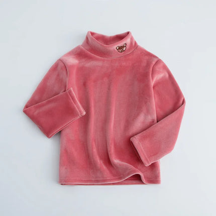 Warm Base, Autumn and Winter with Fleece, Children's Long Sleeved Fleece Thickened Shirt, Men's and Women's High Neck Top