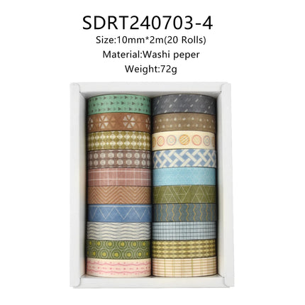 20 Rolls Skinny Washi Tape Scrapbooking School Supplies Basic Slim Decorative Adhesive Tape Stationery Decoration Masking Tape