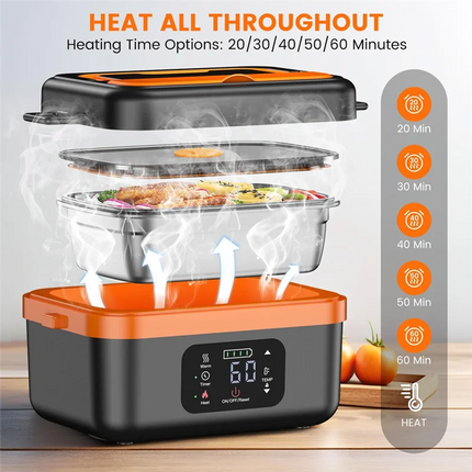 Portable Rechargeable Wireless Heating Lunch Box Large Capacity Water-Free Bento Box for Students And Office Workers  8000mAh