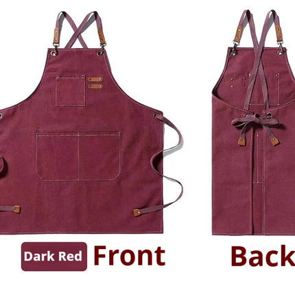 New Fashion Canvas Kitchen Aprons For Woman Men Chef Work Apron For Grill Restaurant Bar Shop Cafes Beauty Nails Studios Uniform
