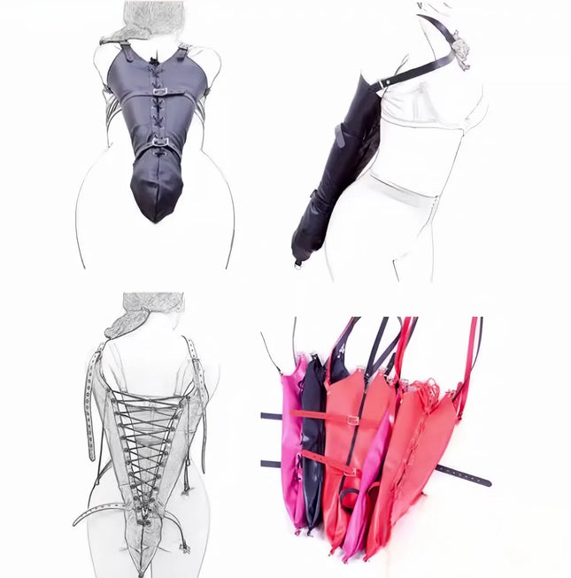 1PC Sex Slave Bondage Outfits Behind Back Bondage Armbinder，Leather Straight Jacket BDSM Restraints Slave Sex Toys For Couples