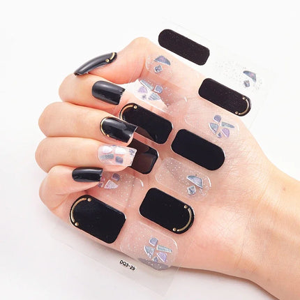 UV Semi-Cured Gel Nail Wraps Stickers Strips French Long Lasting Full Cover LED Gel Semi Cured Nail Sliders For Nail Extension