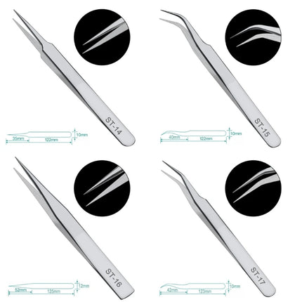 Tweezers Stainless Steel Fine Tipped Tweezers Multipurpose Straight Curved Tweezer Medical Tool Long Forceps