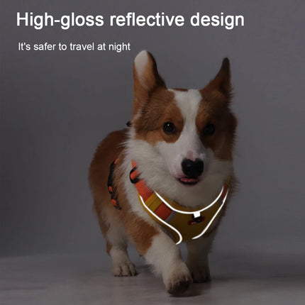 Reflective Dog Harness with Airtag Holder, Escape Proof Anti Lost Pet Vest, Highly Visible Adjustable Safety GPS tracking