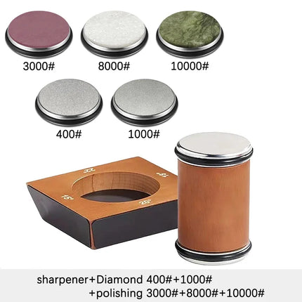 New Wooden【4 Angle】Rolling Knife Sharpener Kit For Straight Edge Roller Knife Sharpening With Industry Diamonds Chef Knife Set