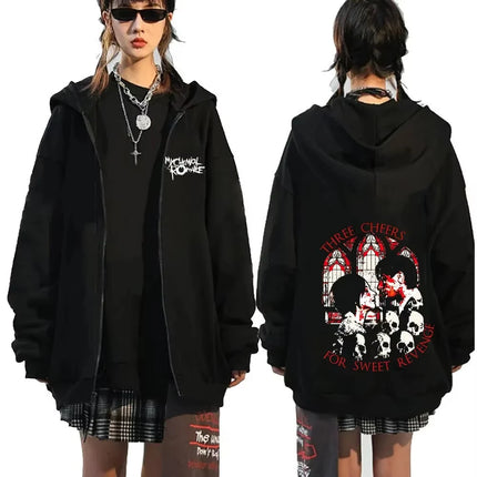 My Chemical Romance Mcr Dead Zipper Hoodie Black Parade Punk Emo Rock Zip Up Sweatshirt Men's Fashion Vintage Hip Hop Hoodies