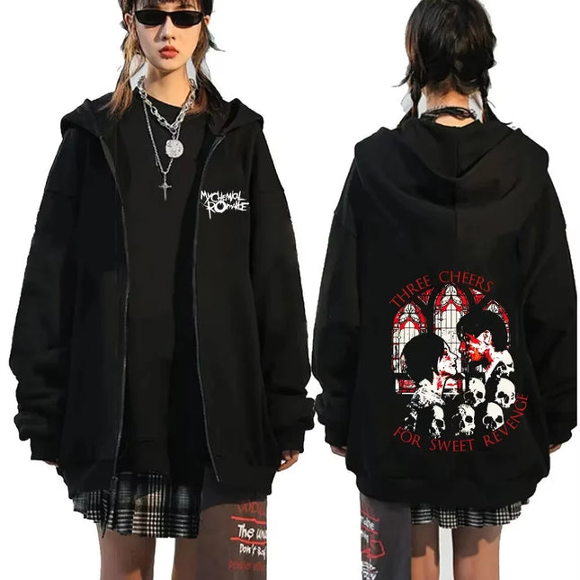 My Chemical Romance Mcr Dead Zipper Hoodie Black Parade Punk Emo Rock Zip Up Sweatshirt Men's Fashion Vintage Hip Hop Hoodies