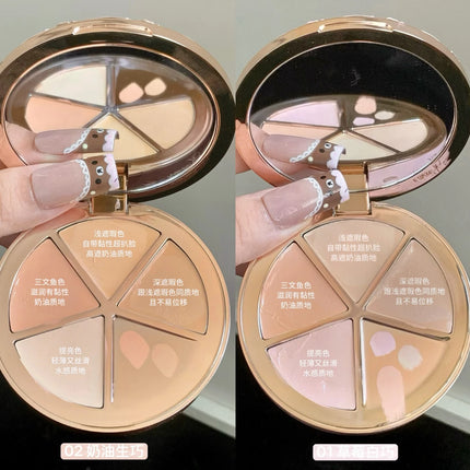 Flower Knows Concealer Palette Sweetie Bear Collection Velvet Flawless Four-Color Concealer High Coverage Moisturizing Makeup