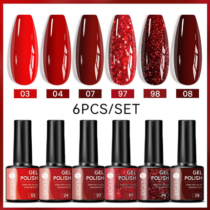 UR SUGAR 7ml All Season Gel Nail Polish Set Nude Pink Red Glitter Semi Permanent UV Gel Kits All For Manicure Soak Off Vernis