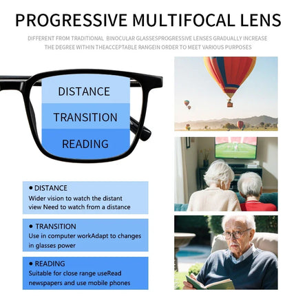 Photochromic Progressive Multifocus Computer Reading Glasses  Transition UV Sunglasses Anti Glare Sun Reader for Women Men