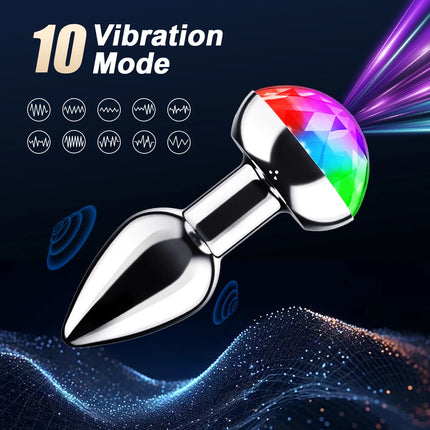 Anal Vibrator Wireless Control Female Vagina Masturbator Butt Plug Men Prostate Massager LED Colorful Light Sex Toys for Women