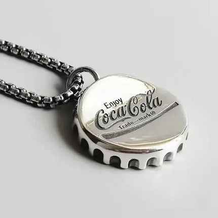 American Twisted Coke Bottle Cap Pendant Male and Female Personality Necklace Ins Style Punk Hip Hop Trend Gift