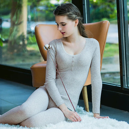 Autumn and Winter New Women's Seamless Thermal Underwear Set Tight Bottoming Shirt Lace Lace Thin Fall Clothing Fall Pants