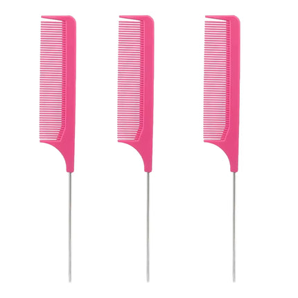 Professional Hair Tail Combs Stainless Steel Salon Cut Styling Comb Spiked Hair Care Styling Tools Barber Accessories Fine Teeth