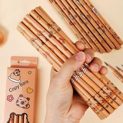 12pcs Kawaii Capybara Pencils Sketching Drawing Pencil With Eraser Unpointed For School Office Students Stationery Supply Pencil