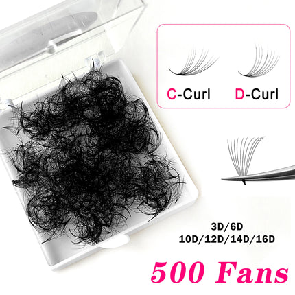 Portable 500 Premade Volume Fans Sharp Narrow Base 3d 6d 7d 10d 12d 14d Wide Fans Bouquet Faux Mink Promade Eyelash Extension