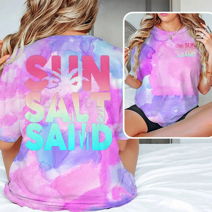 Sun Salt Sand Graphic T Shirts Funny Ocean Beach Series Men Women Aesthetic Short Sleeve Loose Casual Vacation Trip Y2K Tops