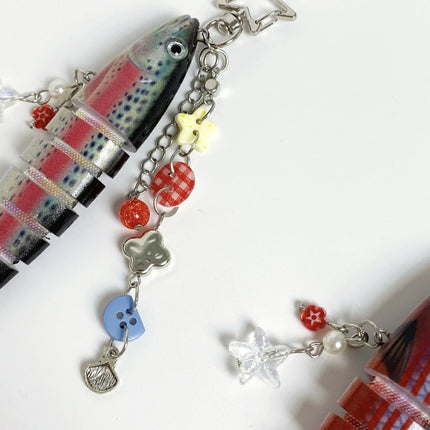Fish Keychain Bionic fish bait keychain, ocean small fish multi-section fish Luya bag pendant cross-border