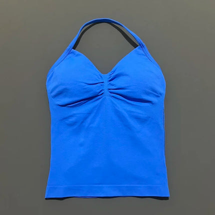HISTELLO Impact Longline Strappy Top Sports Yoga Vest Women Fitness Tank Top Gym Beautiful Open Back Bra Running Workout Halter