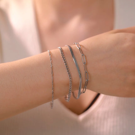 Skyrim Stainless Steel Gold Color Bracelet Twist Figaro Cuban Chain Bracelets Women Trendy Minimalist Jewelry Gifts Wholesale