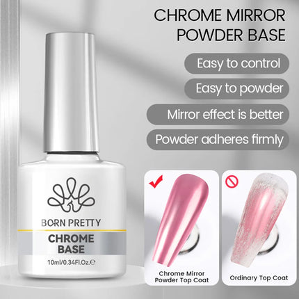 BORN PRETTY 10ml Chrome-Base Gel Polish Metallic Glitter Nail Power Super Shine Soak Off UV LED Functional Gel DIY Nails Art