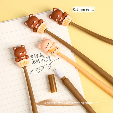10Pcs/Lot Creative Little Bear Shaking Pens Cute Carrtoon Bear 0.5mm Black Ink Soft Gel Pen Kids School Office Stationery Gifts