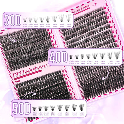 700PCS-30D/40D/50D 80D DIY Eyelash Extension Kit Mixed Length 9-16mm, D-Curl Eyelashes for DIY and Various Festive Celebrations