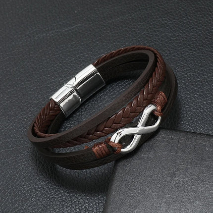 Men's Musical Symbol Leather Bracelet Vintage Creative Men's Bracelet Music Symbol Simple Leather Multi-Layer Bracelet
