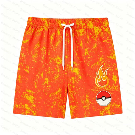 Charizard Print Kids Pajamas Set Anime Pokemon Short Sleeve For Boys 2 Pieces Comfortable Kids Tshirt Set Men's Shirts and short