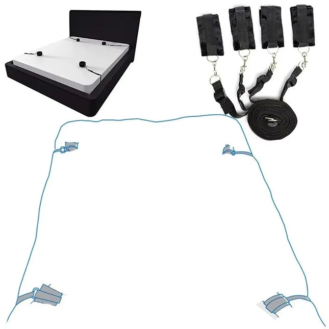 BDSM Bondage Set Adult Sex Game Handcuff Ankle Restraints Sextoy Couple Slave Sex Products Erotic Bed Strap System SM Soft Cuffs