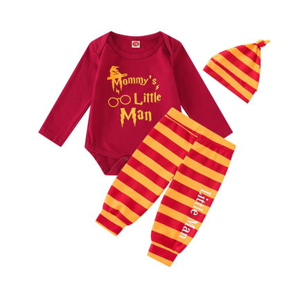 Baby Outfit 3pcs Set, Euro-American Style, Long/Short Sleeve Black Bodysuit with Gold Letters, Infant Clothing