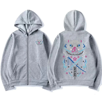 Inosuke Anime Hoodies Men Women Kimetsu no Yaiba Kawaii Manga Sweatshirts Gothic Harajuku Hooded Pullover Casual Streetwear