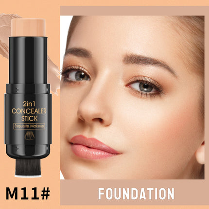 Double-head Face Bronzer Contour Stick Cream Makeup Light Dark Shadow Lasting Concealer Facial Brighten Contouring With Brush