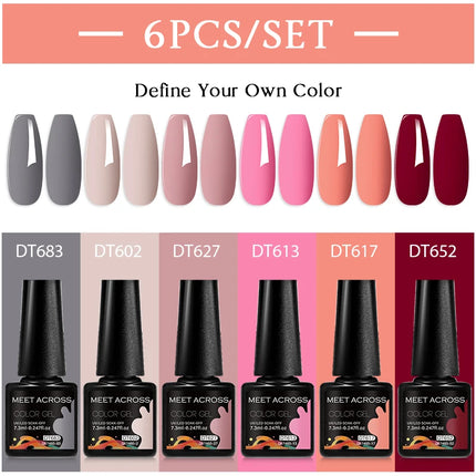 6pc Nail Gel Polish Set DIY Nail Art Semi Permanent UV LED Gel Kit For Nails Decoration Manicure Soak Off Painting Vernis Design