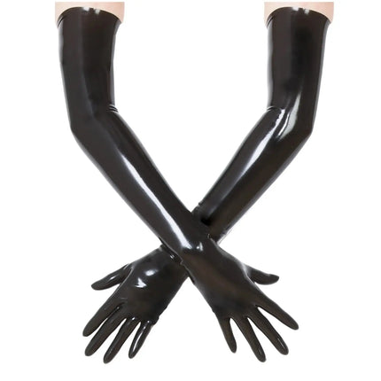 Black Long Latex Gloves for Women Men,Fetish Natural Rubber Gloves Cosplay Costume Party Clubwear